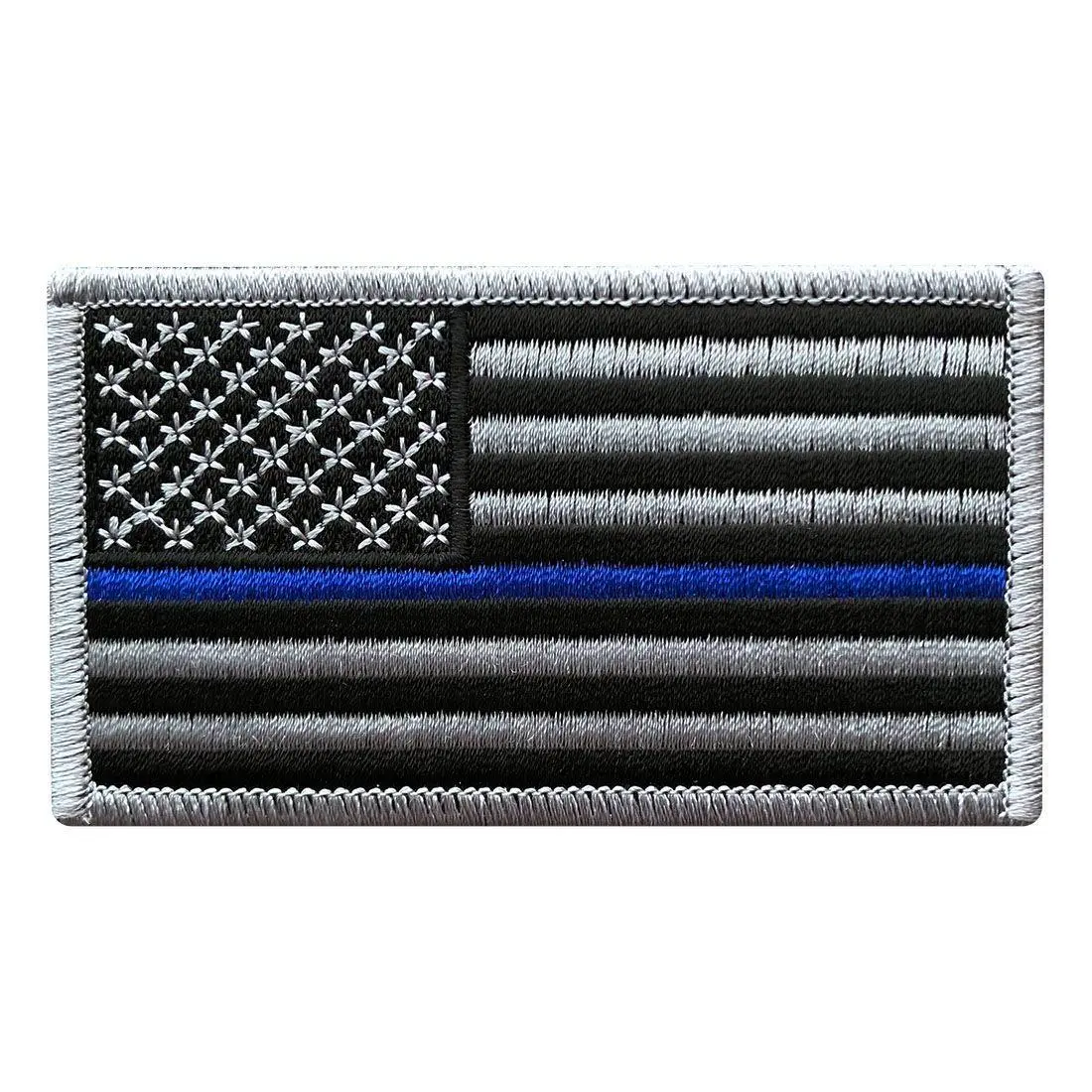 USA Flag Subdued Thin Blue Line Police Patch [3.5 X 2.0-Iron on Sew on-BP7]