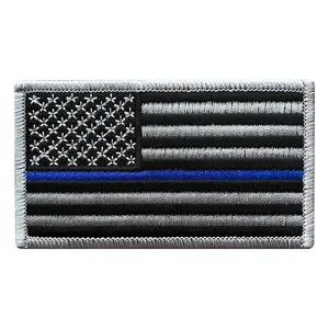 USA Flag Subdued Thin Blue Line Police Patch [3.5 X 2.0-Iron on Sew on-BP7]
