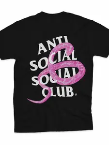 Men's Casual Patterned T-Shirt, Anti-Social Social Club Design, Bold and Relaxed Confidence, Urban Lifestyle Style, Comfortable Fit