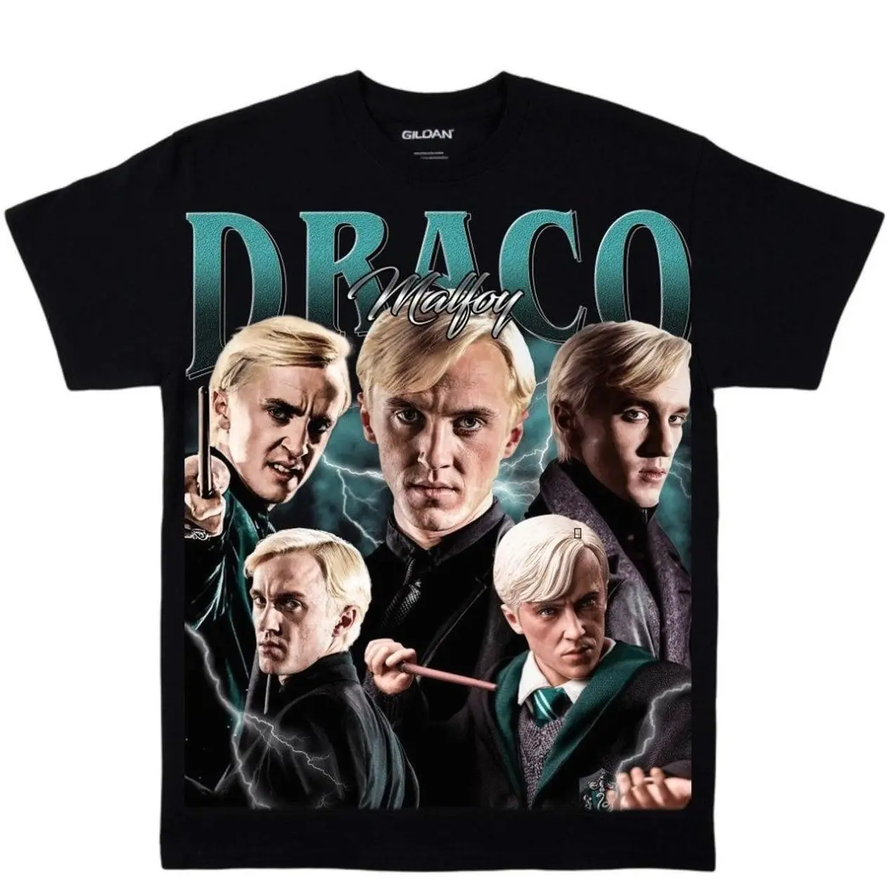 Draco Malfoy Graphic Tee, Vintage Bootleg T-Shirt, Harry Potter Merch, Retro 90's Fans Homage T-shirt Q1R