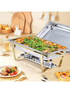 【Christmas Gift】gold- Chafing Dishes For Buffet Set Of 2, 8Qt Chafer Buffet Servers And Warmers Sets, Rectangular Catering Food Warmers Stainless Steel Chafing Dish Buffet Set With Lid For Parties Events, Gold