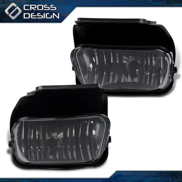 CROSSDESIGN Smoked Lens Automotive Fog Lights Pair Set - 12V 42W Bulbs, Bolt-On Auxiliary Lights, Chevy Trucks Accessories, Car Accessories - Fit 2003-2006 Silverado, 2002-2006 Avalanche 1500/2500