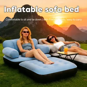 Outdoor Inflatable Sofa With Chaise Two-In-One Lazy Air Mattress, Portable Foldable Camping Lounge Chair, Foldable Couch, Ideal for Hiking & Picnics