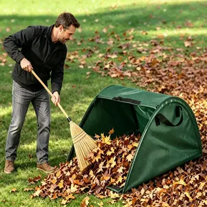Reusable Garden Trash Bag, 26.42 Gallon/100L, PP Thick Durable Material, Large Capacity Leaf Grass Collector, Foldable Gardening Bin, Outdoor Lawn Cleanup
