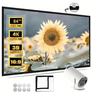 16:9 No-Punching Hanging Curtain, Retractable and Portable, 4K Cinema-Grade Wall-Mounted Screen, Washable and Foldable Projector Curtain