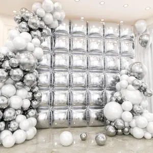 36 count  Square Foil Balloons Wall Backdrop with 144 count Balloon Garland Arch Kit, Double Sided Balloons for Bachelorette  Shower Birthday Anniversary Graduation Prom Party Decorations