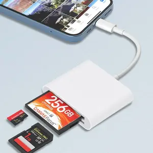 3-in-1 CF/SD/TF Card Reader, 1 Count Compact Flash Memory Card Reader Adapter, Multifunctional Card Reader for iPhone, USB Port Adapters, USB Port Gadget