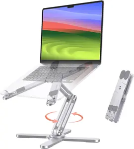 360 Rotating Laptop Stand Riser for Desk - Ergonomic Foldable Adjustable Height, Easy Storage Fit for Laptops Up to 16 Inches