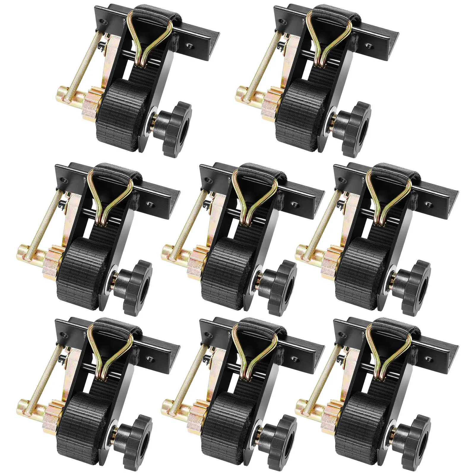 【Summerfinds】VEVOR Ladder Rack Ratchet Straps,Black Square Tube Mount1.5 in Wide x 7.4 ft Long Black Ladder Rack Straps with Double J-Hooks500 lbs Load Heavy DutyCargo Buckle Lock Strap (8 Pack)