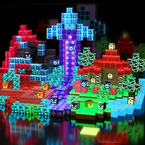 200 PCS-Luminous Magnetic Building Blocks with Drawstring Bag Bright Toys STEM Montessori Sensory Toys Birthday Couple Gifts