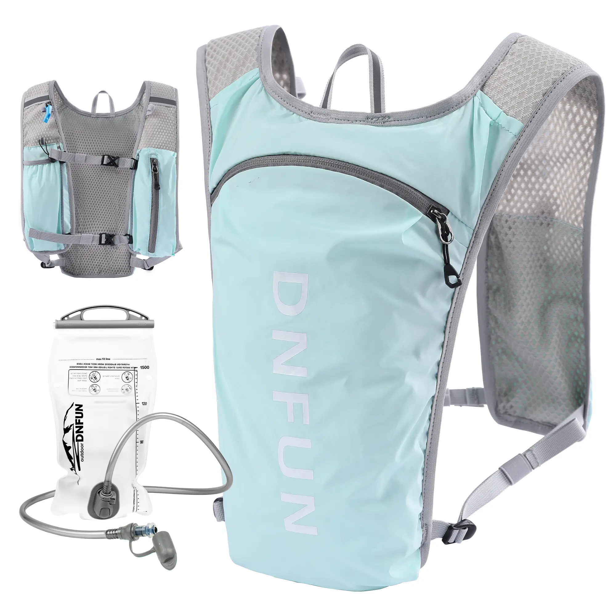 Lightweight Hydration Backpack with 1.5L Water Bladder - Unisex Adjustable Mesh Water Carrier, Sporty Gym Bag for Running, Hiking, Hydration Sleeve Backpacks, Water Carrier Backpacks