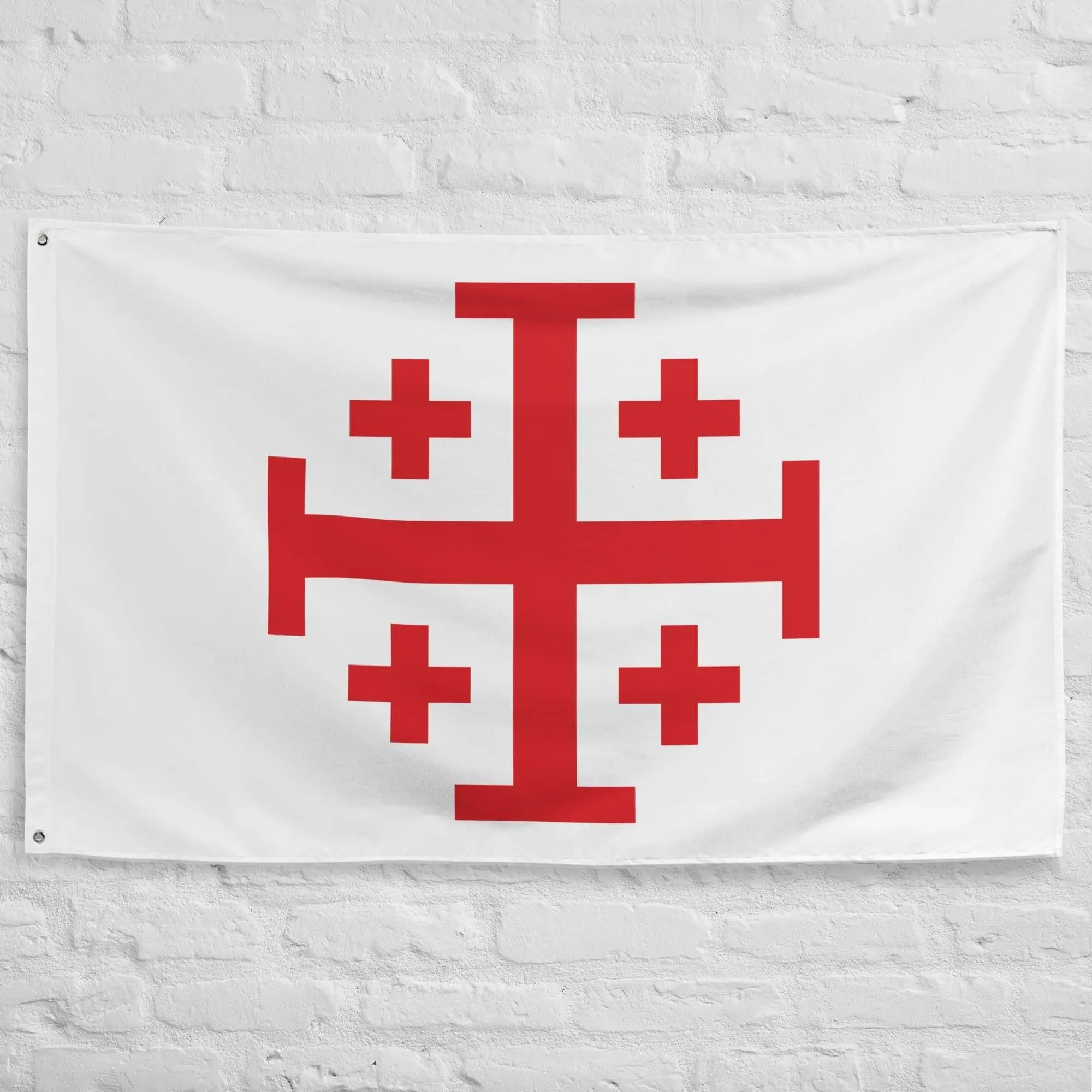 Holy Sepulchre of Jerusalem Cross Flag: Catholic Polyester Banner