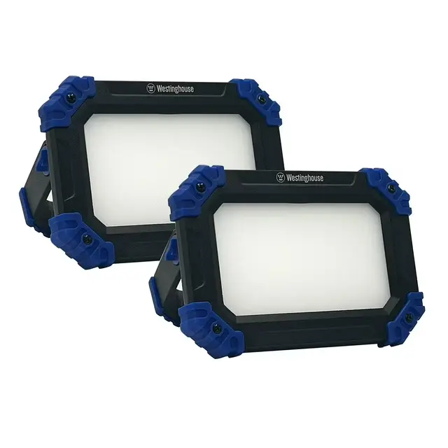 Westinghouse 2000 Lumen LED Rechargeable Portable Work Light Set of 2 with 3 Brightness Settings IP64 Weather Resistant for Indoor Outdoor Use