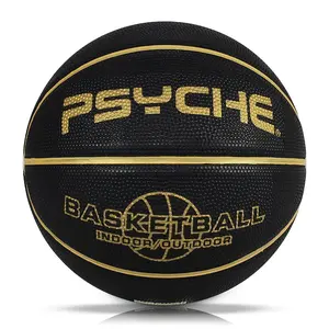 PSYCHE Official Size 7 Rubber Basketball - Durable, Non-Slip for Indoor/Outdoor Play, Black