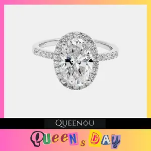 【713】QUEENSDAY "Deck The Hall" 5 Carat Oval Synthetic Moissanite Ring– Grand and Luxurious Choice for Engagements, Weddings, or Special Occasions Black Friday
