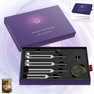 Tuning Forks for Healing Set (128Hz, 136.1Hz,256Hz, 384Hz) - Weighted & Unweighted Tuning Forks with a Rubber Mallet - Chakra Sound Therapy Instruments with a Exquisite gift box , Healing Gifts for Women & Men