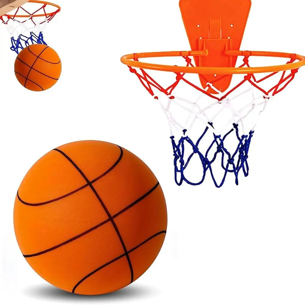New Generation Silent Low Noise Basketball Set, Professional Training Sponge Ball and Hoop, Durable and Quiet Design, Ideal for Practice and Games, Indoor Ball Set