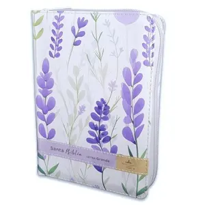 Bible with Portable Closure 12 points RV1960, imitation leather lilac flowers with index and floral edge. This Bible is in Spanish
