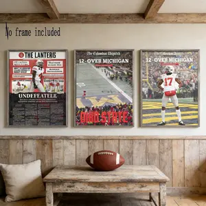 3pcs Ohio State Vs Michigan Rivalry Posters Print, Large Letter Vibrant Artistic Wall Decor, Buckeye Fan Gift, University Spirit Home Room Decoration, No Frame Included