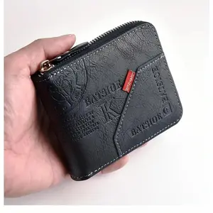Men’s Zipper Wallet PU Leather Slim Wallet with Coin Pocket Compact Credit Card Holder Small Zip Around Wallet Lightweight Everyday Carry Wallet for Travel Business Daily Use Gift for Men