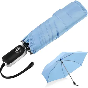 Compact Travel Umbrella for Purse - Flat Handle,  for Light Rain