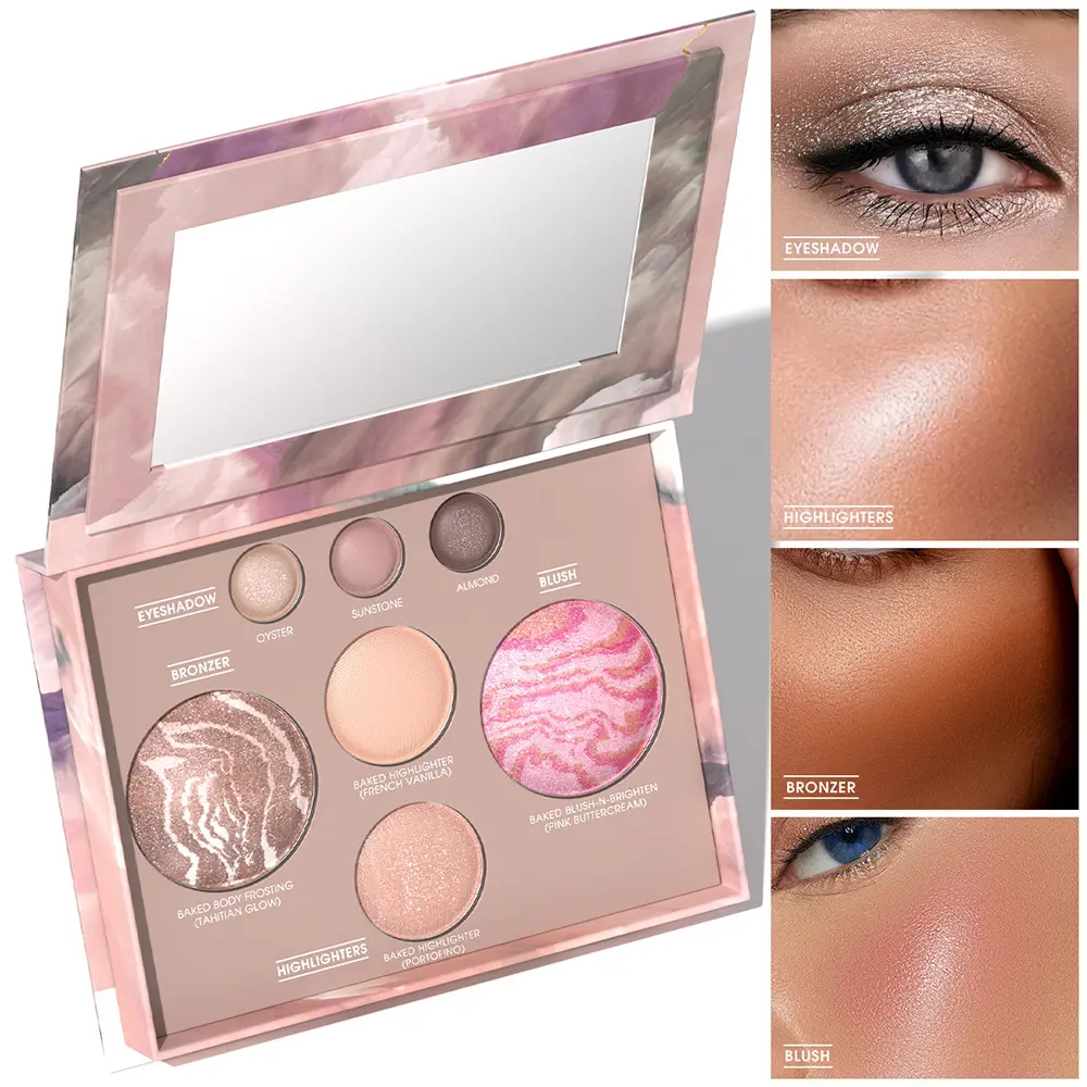 7-Color Contour Eyeshadow and Blush Highly Pigmented Baked Face Powder Palette, Multi-Use Cosmetic Makeup Kit for Eyes & Cheeks, Perfect for Daily Use & Special Occasions, Glow, Beauty Cosmetics
