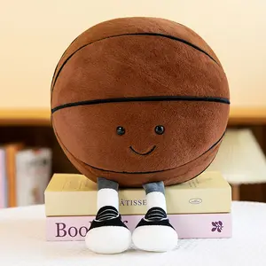 9.8-inch Basketball Plush Toy, Soft Filling Sports Plush Ball, Cute and Funny American Basketball Doll with Feet, Creative Basketball Ball-Shaped Decorative Cushion - Boys Girls Plush Toy, Basketball Pillow Gift, Suitable for Room Decoration, Sofa or Bed