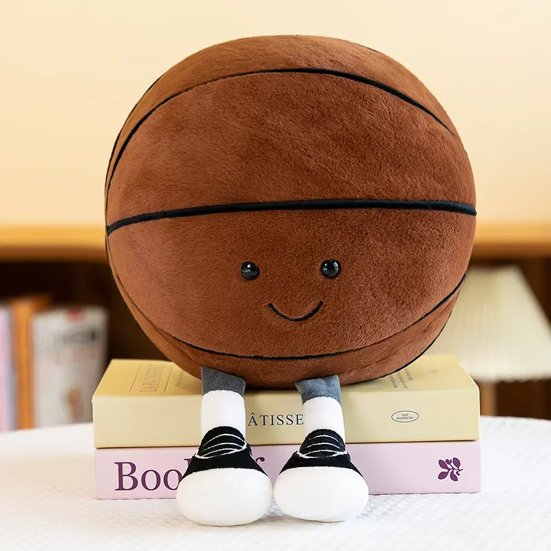 9.8-inch Basketball Plush Toy, Soft Filling Sports Plush Ball, Cute and Funny American Basketball Doll with Feet, Creative Basketball Ball-Shaped Decorative Cushion - Boys Girls Plush Toy, Basketball Pillow Gift, Suitable for Room Decoration, Sofa or Bed