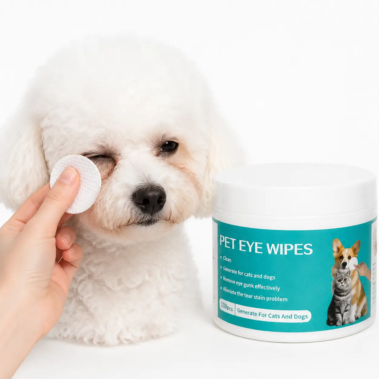 50 Pet Eye Wipes for Cats and Dogs Tear Stain Removal Gentle Safe Daily Eye Cleaning