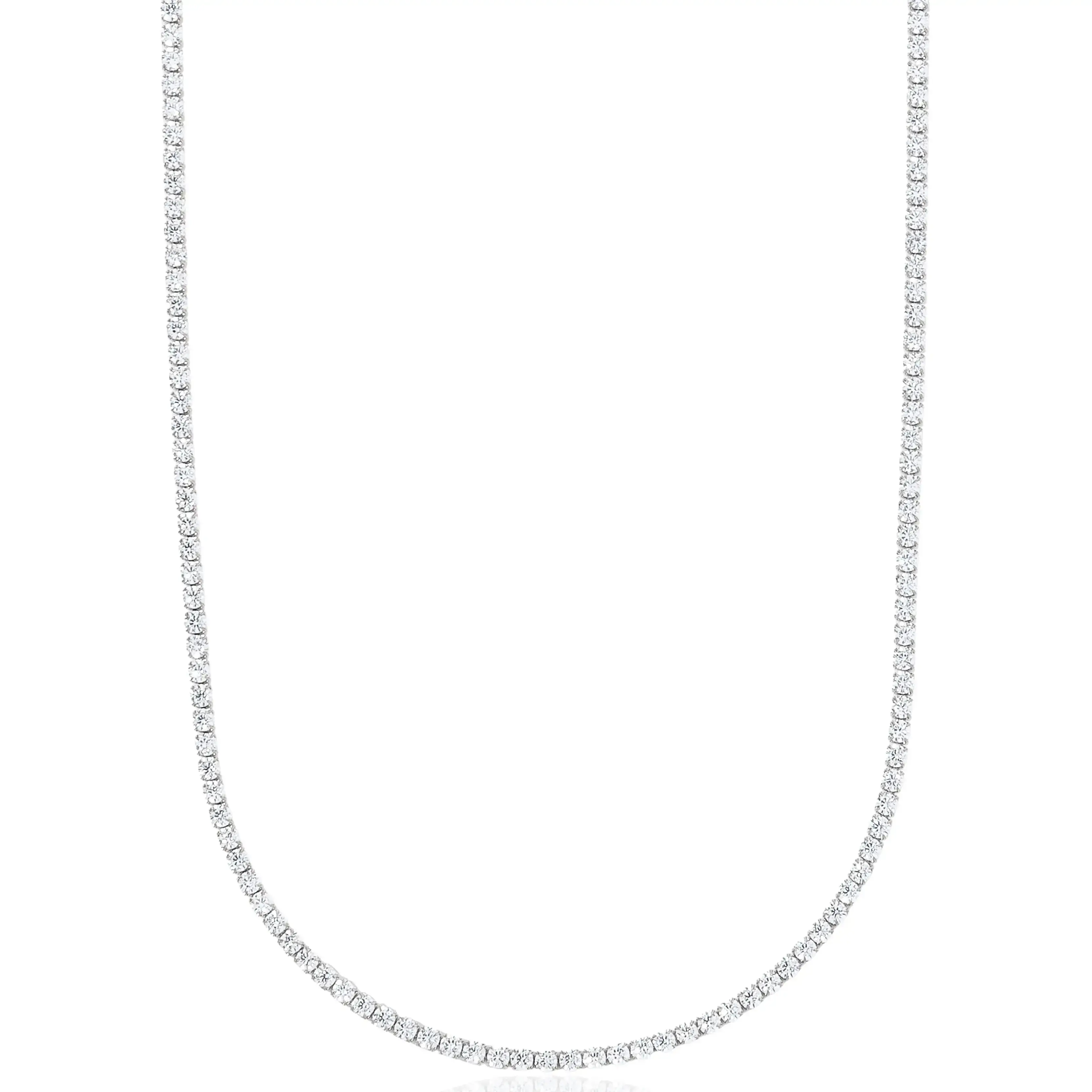 Simulated Diamond Tennis Necklace for Women, Classic 18"/20''/22" with Secure Box Clasp Safety Latch, Bling Necklace, Link Chain, Diamond-Like Statement Necklaces