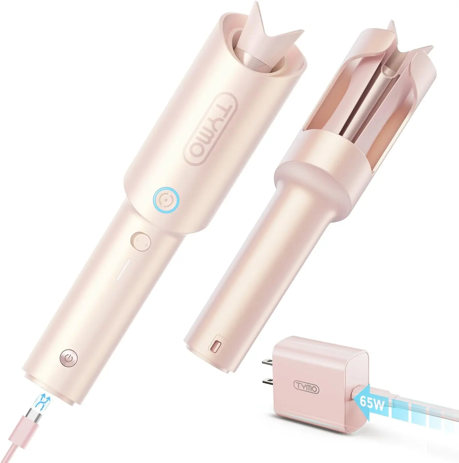 Cordless Automatic Curling Iron 1 Inch -  Rotating Curling Wand Anti-scald & Tangle-free for Easy Lasting Curls, Ceramic Hair Curler Portable, Rechargeable(60Min Runtime) & Dual Voltage for Travel