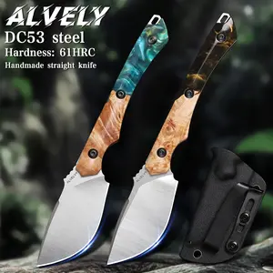 ALVELY DC53 Steel Belt Knife Sheath, Men's EDC Belt Knife, Camping Knife, Fishing Travel Knife, Men's Gift! Christmas Gift