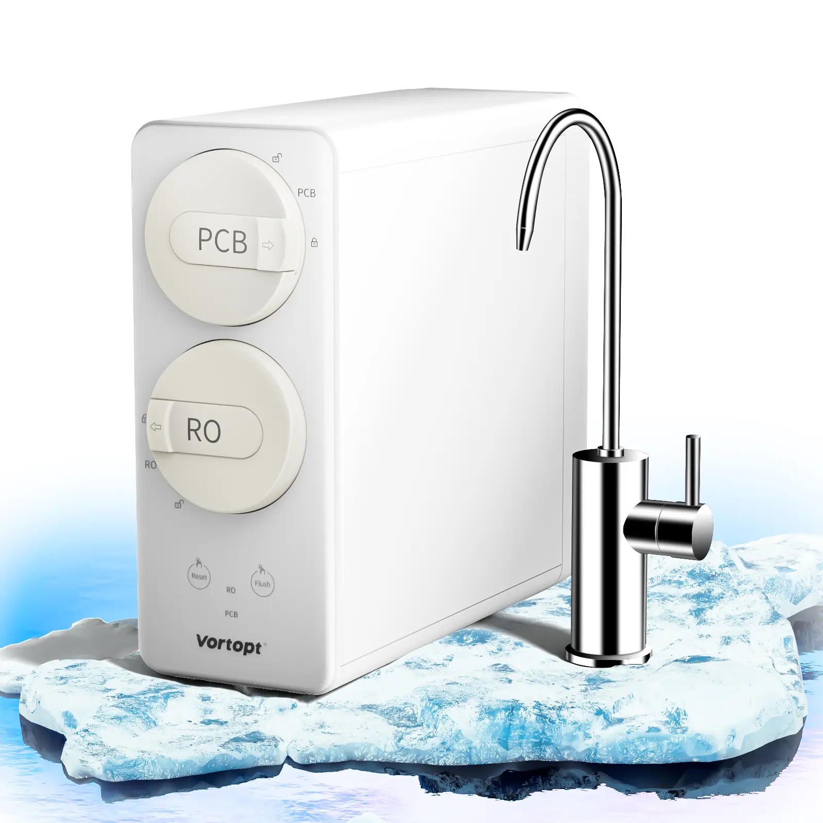 Vortopt7 Stage Reverse Osmosis Water Filter System-800 GPD Tankless RO Water Purifier System for Drinking Water,0.0001μm Filtration Reduces PFAS,3:1 Pure to Drain,DR4e, WD-C1S Smart LED Faucet Reverse Osmosis System