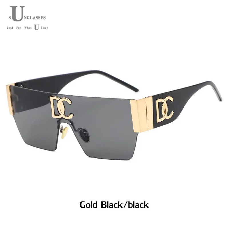 U shop,Vintage Rimless Square Sunglasses Women For Men Luxury Brand Designer Fashion Flat Top Goggle Punk Oversized Trend Sun Glasses
