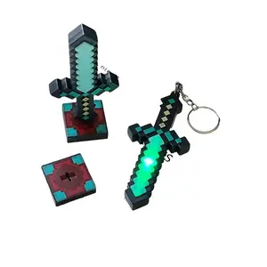 Diamond-shaped luminous sword keychain pendant, rechargeable seven-color changing light version, vibrant colors, mini diamond sword.