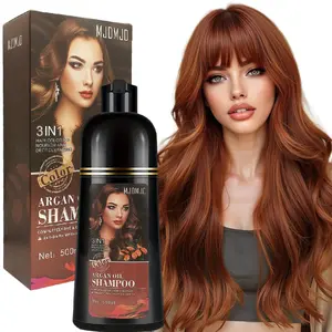 Instant Cherry Chestnut Brown Argan Oil Hair Color Shampoo in Minutes - 3 in 1 Brown Hair Dye With, Long Lasting,Easy to Use,Haircare Soft Copper Blond Gentle Formula Deep Cleansing