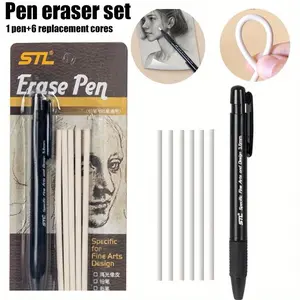 3.8mm Click Eraser Pen with 6 Expandable Core, High Flexibility for Sketching & Drawing,Detail Work Ideal Back-To-School Tool