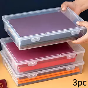 Transparent storage box with dividers - flip-top, stackable, a great tool for organizing documents at home and in the office