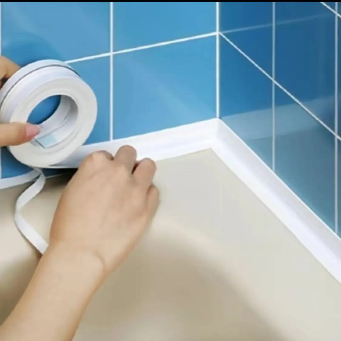 Self-Adhesive White Waterproof Caulk Tape (3.2m) - Bathroom Seals, Durable Waterproof Barrier, Mold-Resistant for Kitchen Sink Toilet Tub Edges, End Leaks and Drafts, Easy Application Easy Care