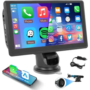 RIMOODY 7-in Portable Smart MP5 Touchscreen Audio Head Unit - Universal Mount, CarPlay, Android Auto, AirPlay, Bluetooth Music, Car Camera Compatibility, Accessories for Car, Father's Day Gift