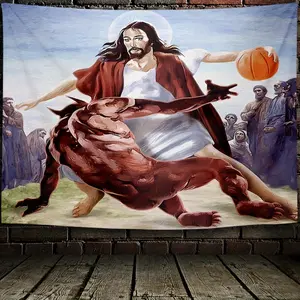 Basketball Tapestry Funny Wall Hanging Decorative Polyester Tapestry for Living Room Bedroom Office Home Room Party Decoration