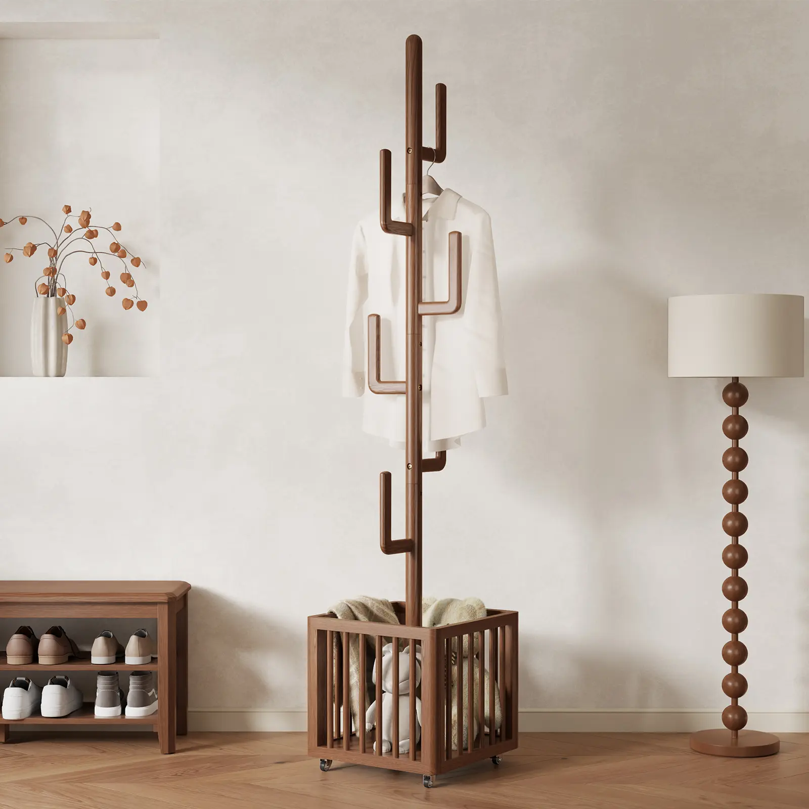 Cactus Coat Rack,Freestanding Coat Tree With 6 Hook for Clothes, Bags, Headphones, for Living Room, Entryway, Office, Bedroom,Coat Tree