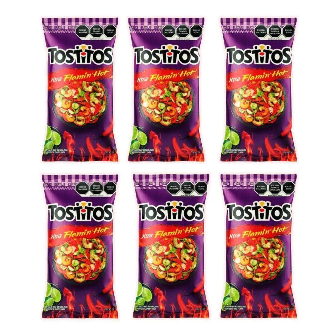 Tostitos Xtra Flamin' Hot, Sabritas Chips, 6 Small Bags - Traditional Mexican Chips, Extra Hot, Spicy