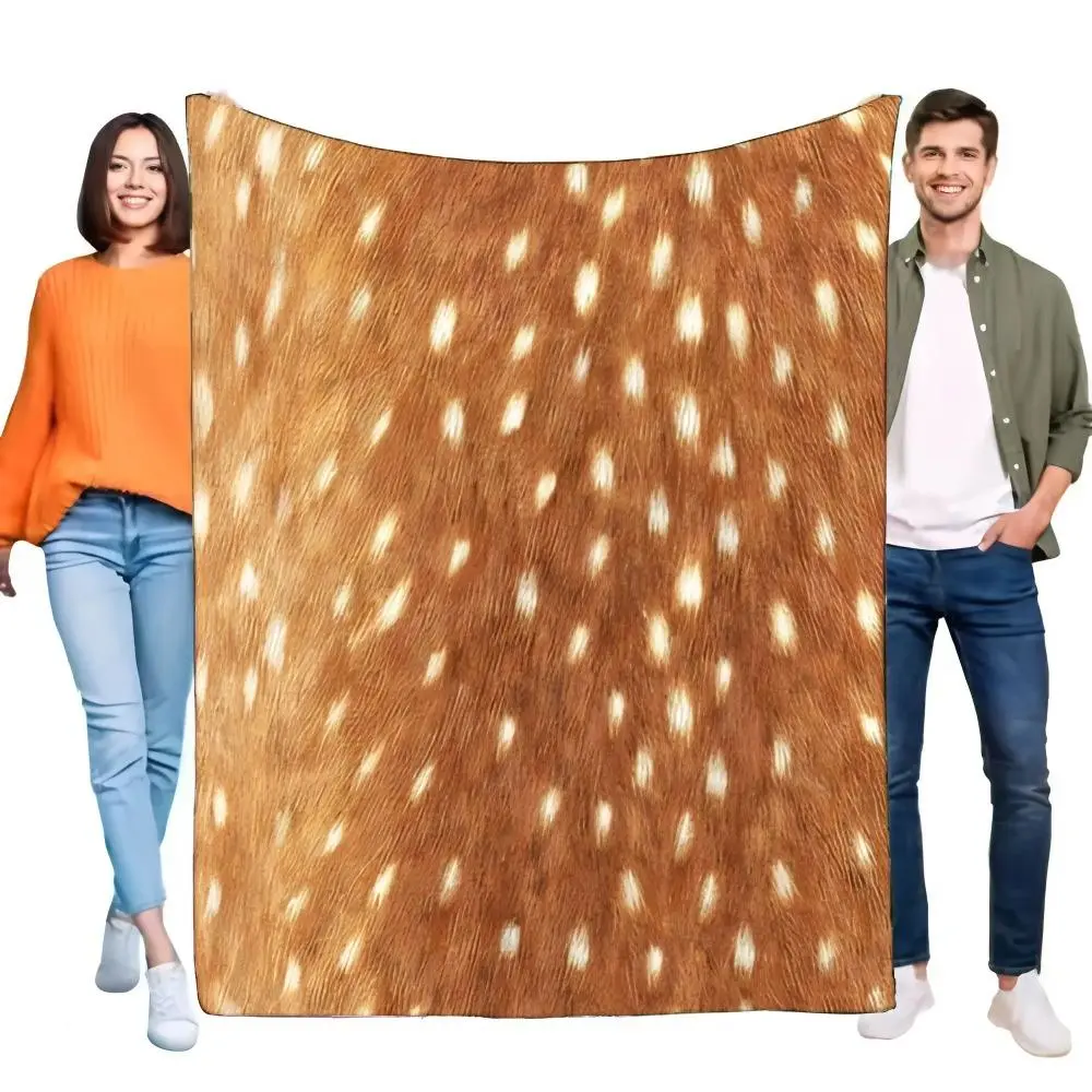 Brown Spotted Deer Hide Pattern Blanket Soft Plush Throw for Cozy Comfort Perfect for Sofa Bed Use Ideal Gift for Friends Family