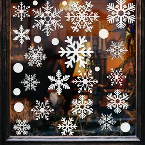 Christmas Window Stickers White Snowflake Winter and Holiday Stickers Glass Window Stickers Decorative Decal, Suitable for Glass Windows
