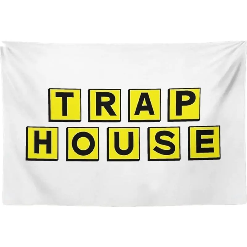 Trap House Tapestry, 60x40in Size, Linen-Cotton Lightweight Decorations, Funny College Dorm Banner with Vivid Colors for College Dorm Room Decor