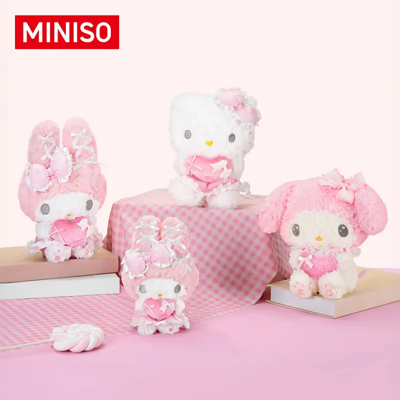 MINISO Genuine Hello Kitty Plush Doll - Super Soft Fluffy Stuffed Animal Collectible, Cute Stuffed Animal Plushie, Soft Cuddly Gift for Girls & Hello Kitty Fans for Collection & Daily Decor