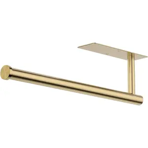 Self-Adhesive No Drilling Under Cabinet Paper Towel Holder, Stainless Steel Wall-Mounted for Kitchen Bathroom, Easy Install Durable Space Saving, Ideal for Home RV (Gold, 1 Pack)