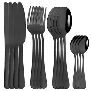 Stainless Steel Cutlery Set, 16pcs/set Including Knife, Fork & Spoon, Dishwasher Safe Tableware Set for Home Kitchen Dining Room, Modern Tableware Sets, Dinnerware Sets, Dinnerware Service Set, Utensils