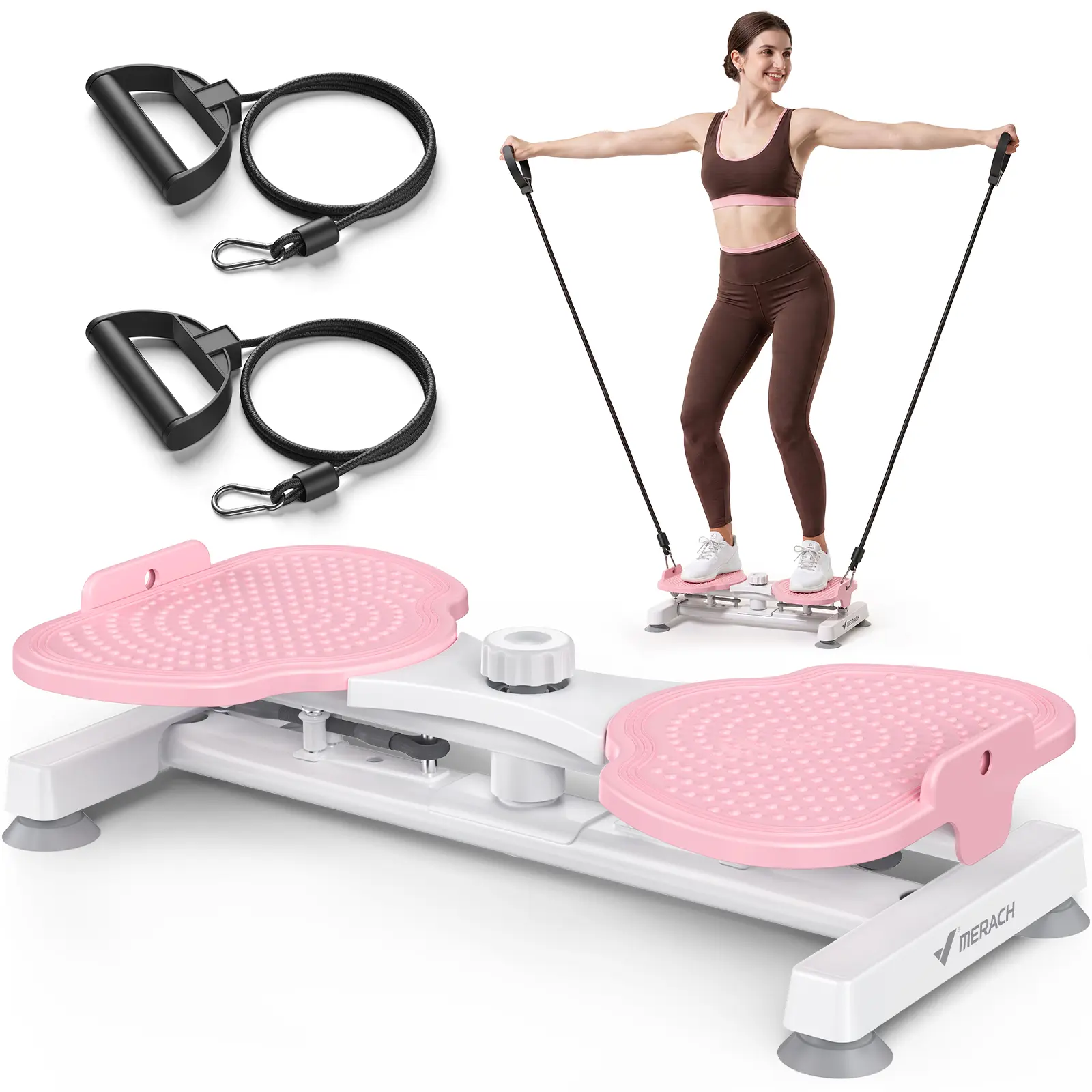 Merach Waist Twist Machine Toned Abs Waist Twister Can Stand with Feet Apart Double Non-slip No Noise Use Exercise Equipment Abdominal Roller Workout Summervibes